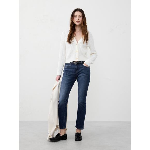 [Banana Republic] Dark Wash High Rise Ankle Length Girlfriend Fit Jeans Sz 29/8 - Picture 1 of 12